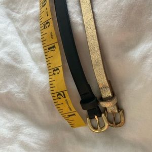 Pair of Jcrew black and vintage gold skinny belts (2 for sale together)